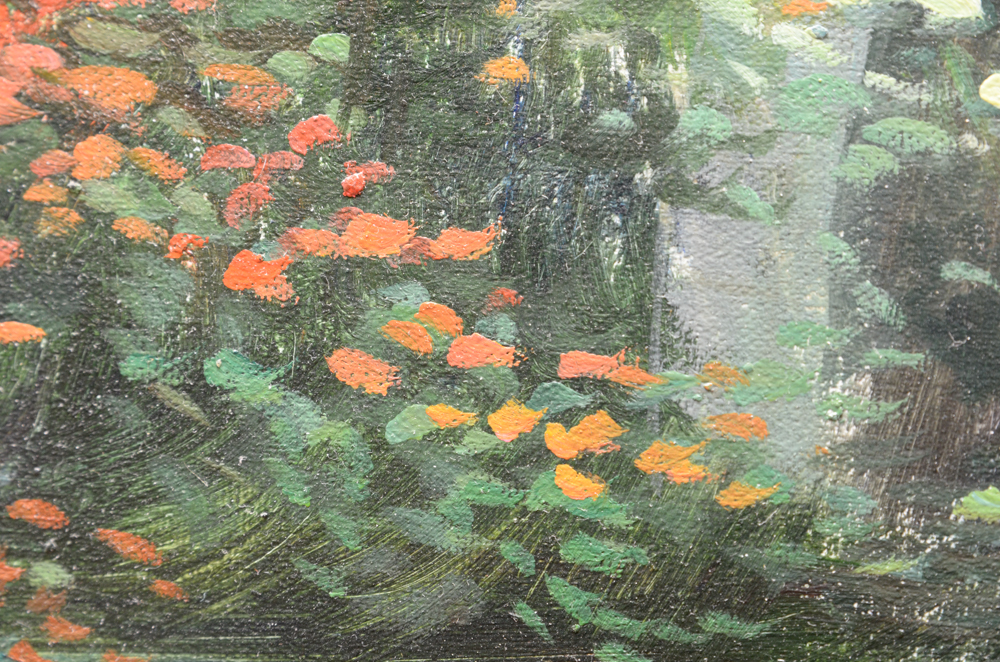 R. Paterson Oil Painting of Bridge Over Water