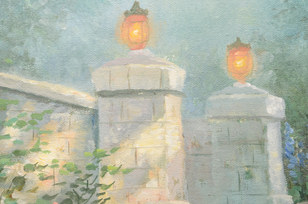 R. Paterson Oil Painting of Bridge Over Water