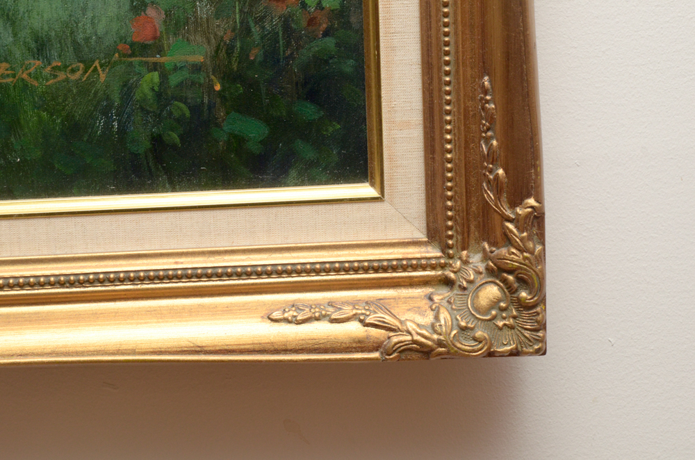 R. Paterson Oil Painting of Bridge Over Water