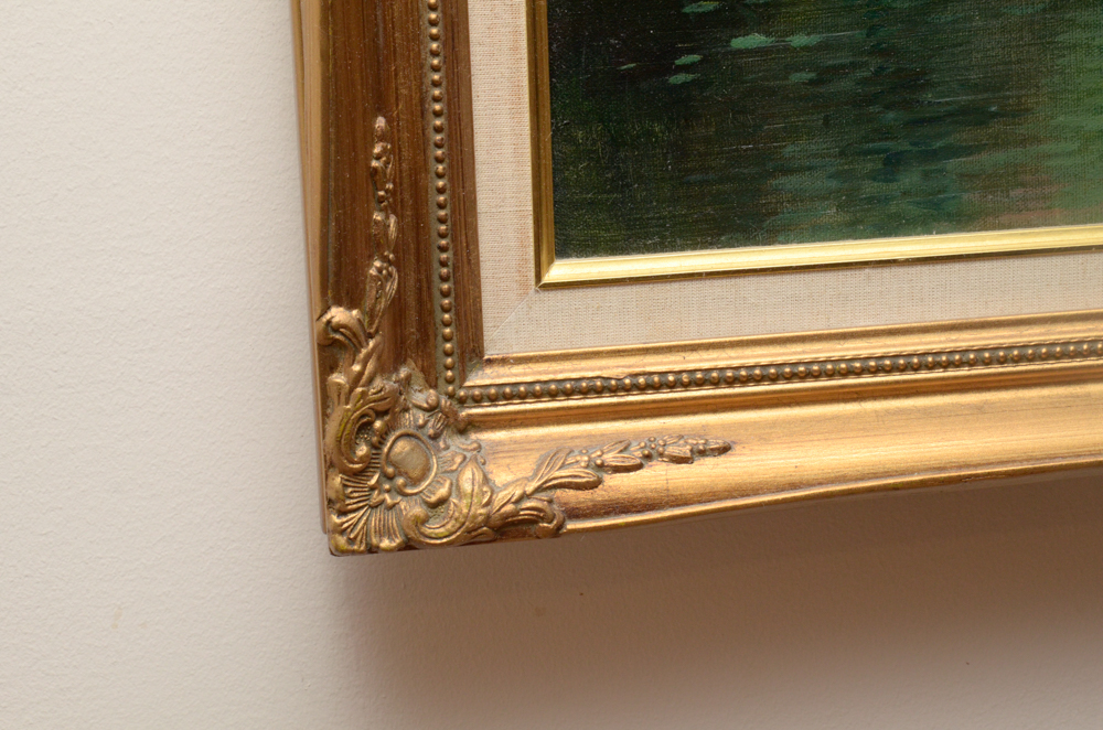 R. Paterson Oil Painting of Bridge Over Water