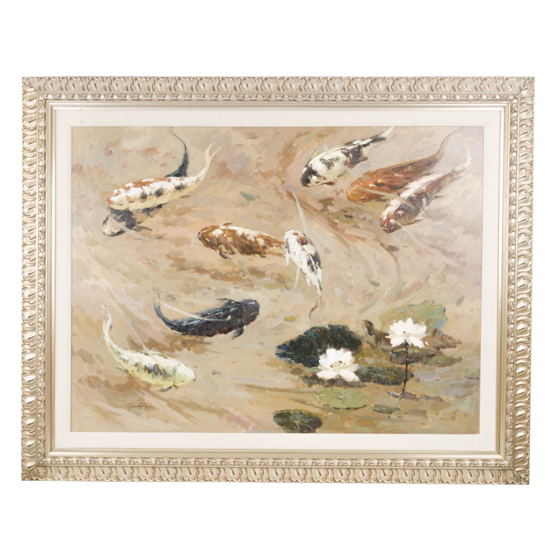 Johnny Gaston Oil Painting on Canvas of Koi Fish