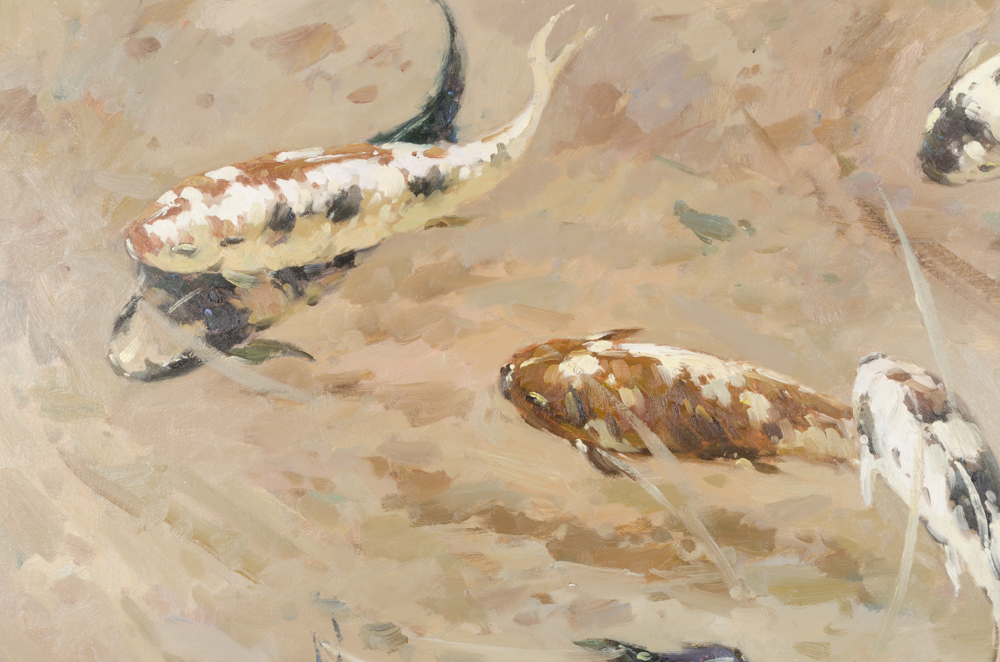 Johnny Gaston Oil Painting on Canvas of Koi Fish