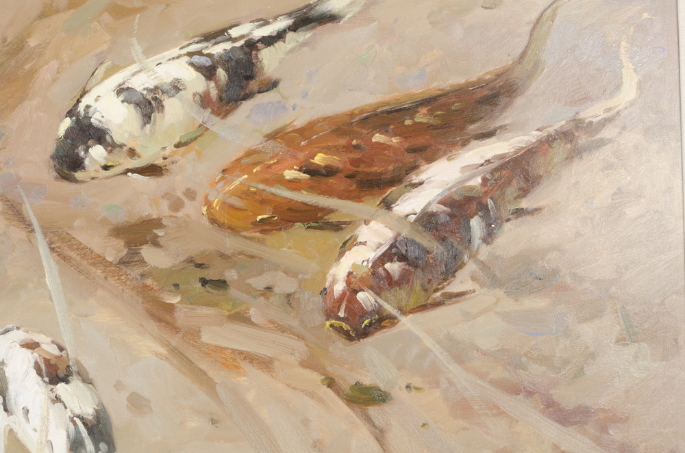 Johnny Gaston Oil Painting on Canvas of Koi Fish