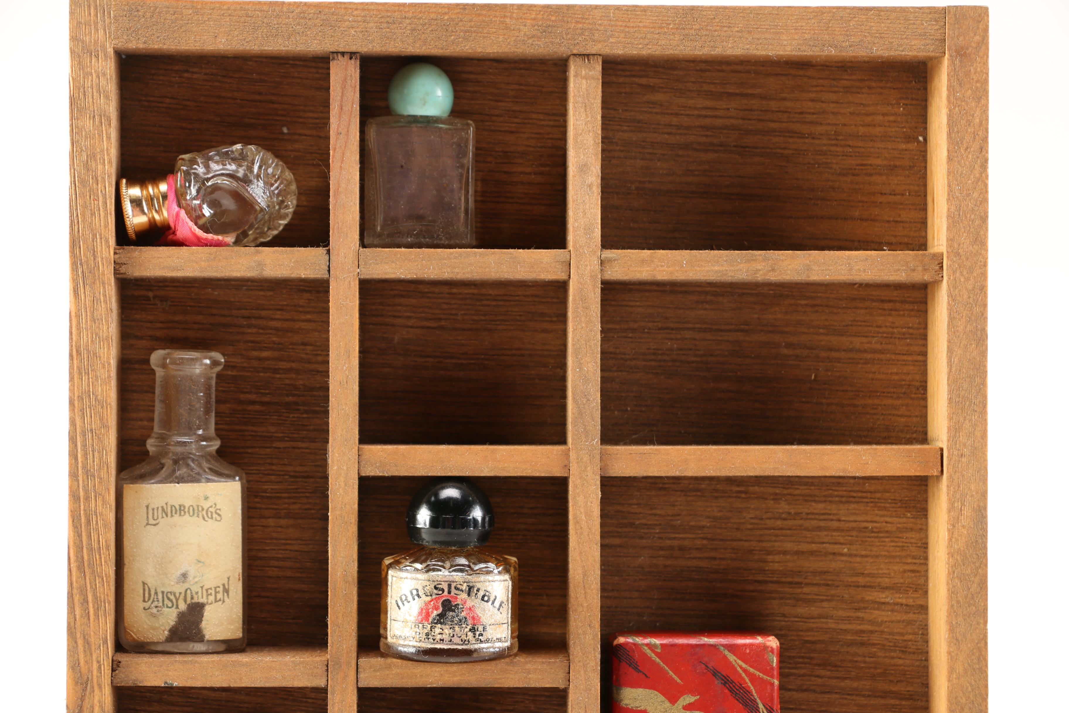 Wooden Display Boxes with Vintage Bottles
