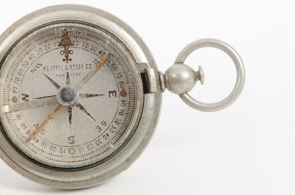 Taber Type Pocket Watch and Keufel & Esser Co. Compass and Mini Compass