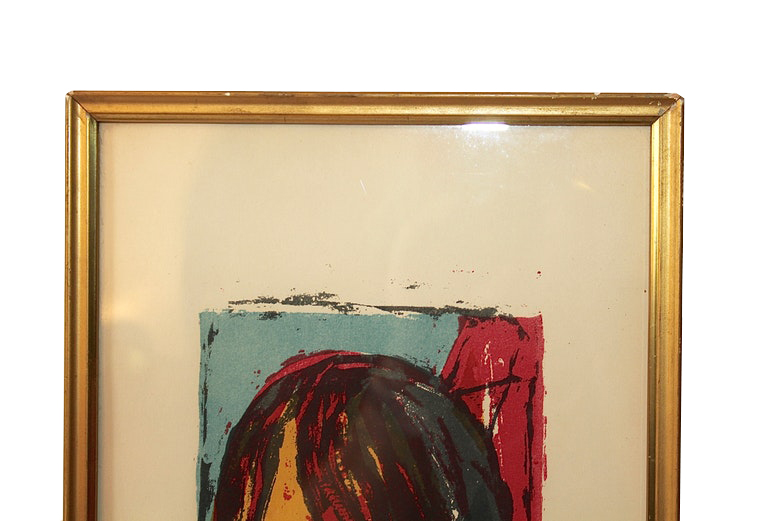 1970s Woodblock Lithograph of a Mother and Child