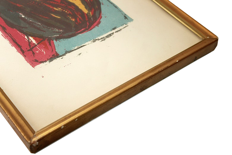 1970s Woodblock Lithograph of a Mother and Child