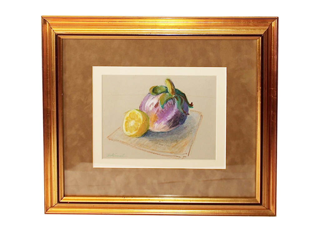 S. Hamel Original Signed Pastel of Fruit