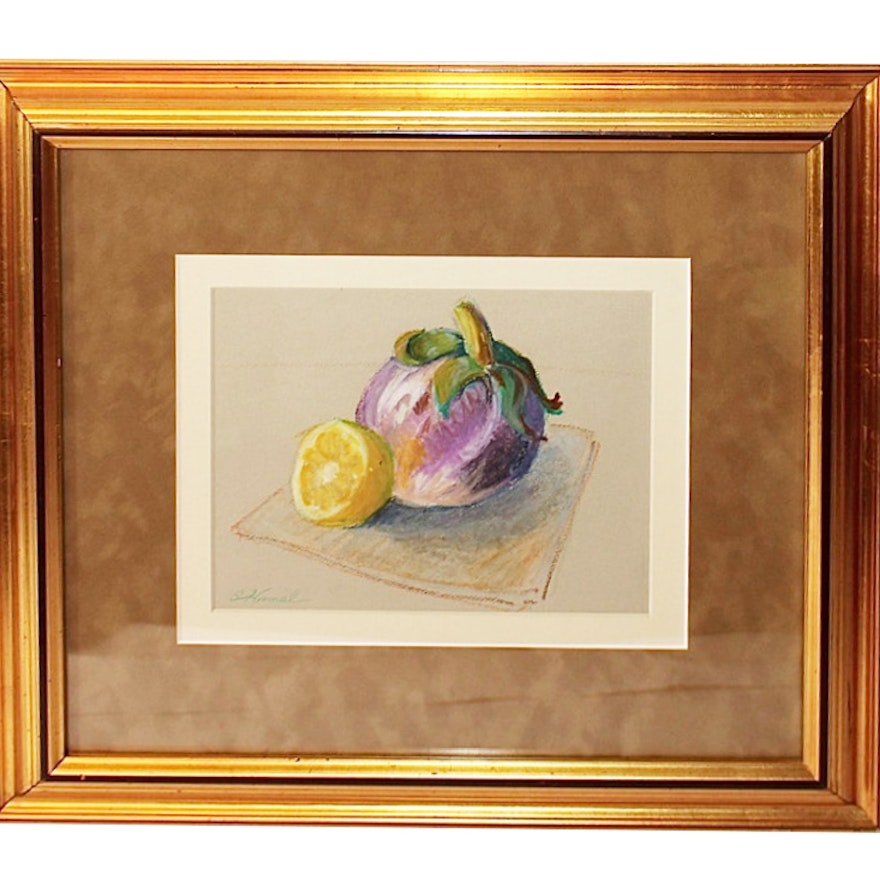 S. Hamel Original Signed Pastel of Fruit