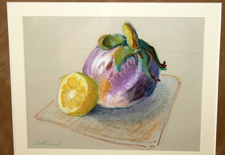 S. Hamel Original Signed Pastel of Fruit