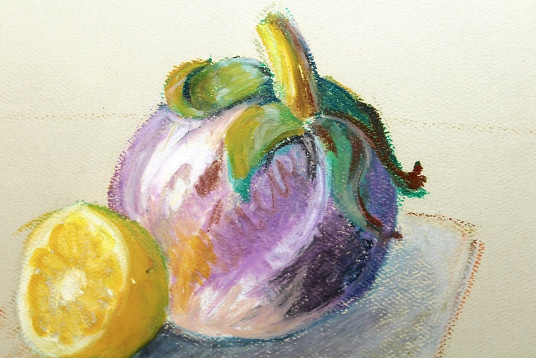 S. Hamel Original Signed Pastel of Fruit