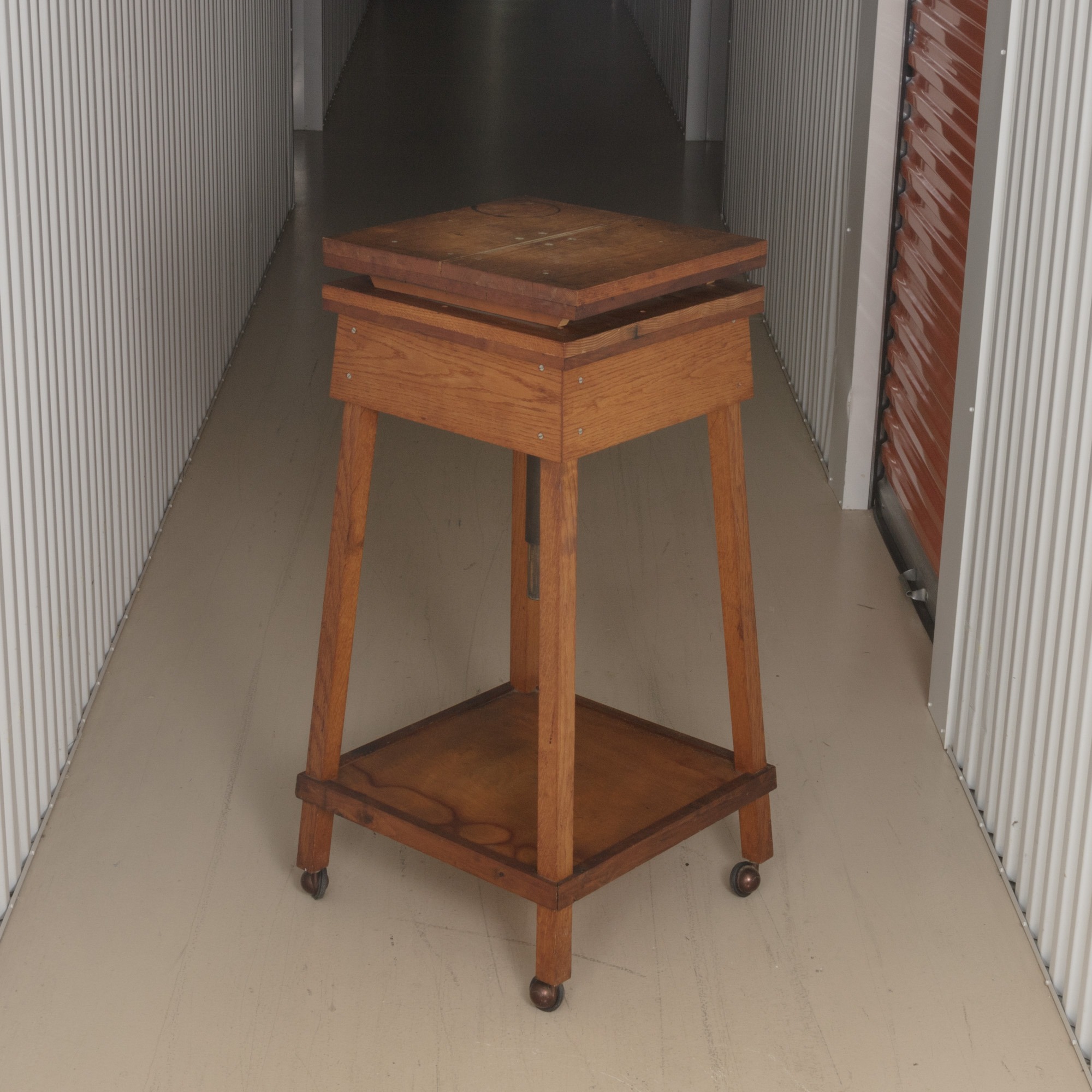 Handmade Adjustable Oak Stand on Wheels