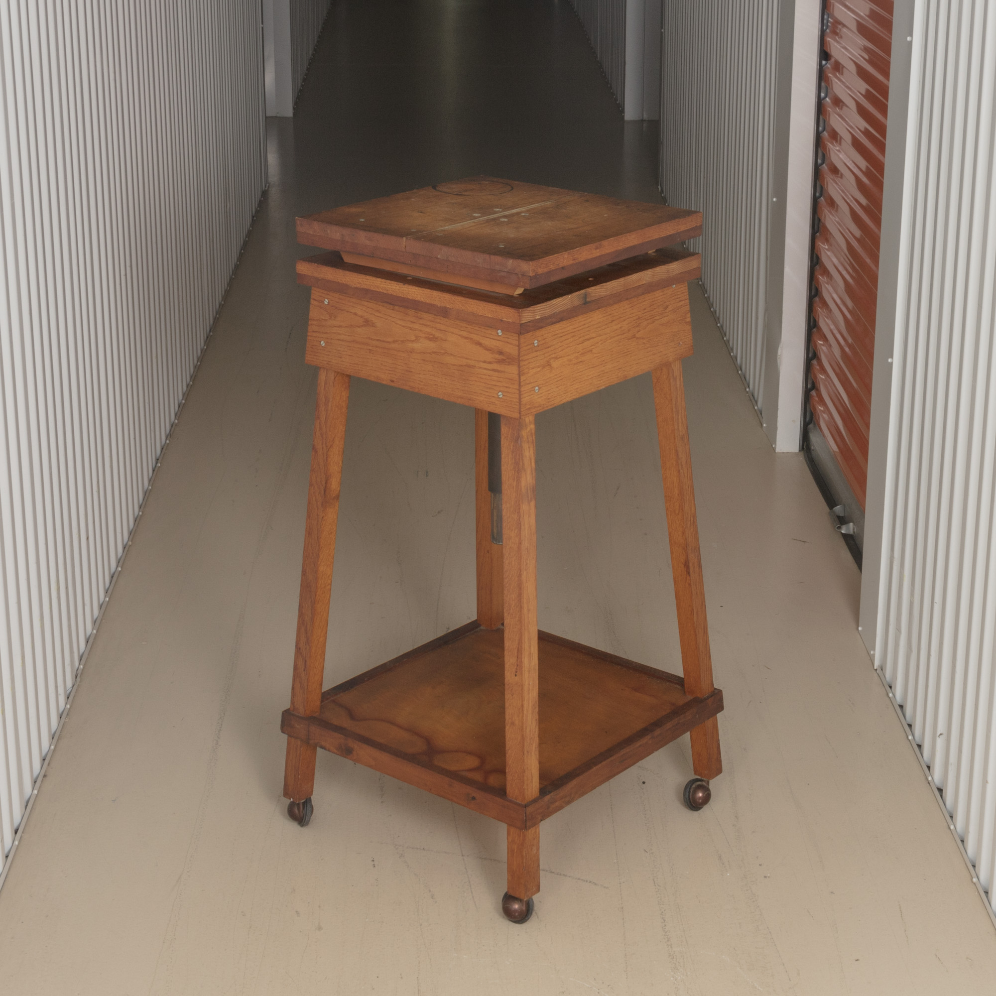 Handmade Adjustable Oak Stand on Wheels