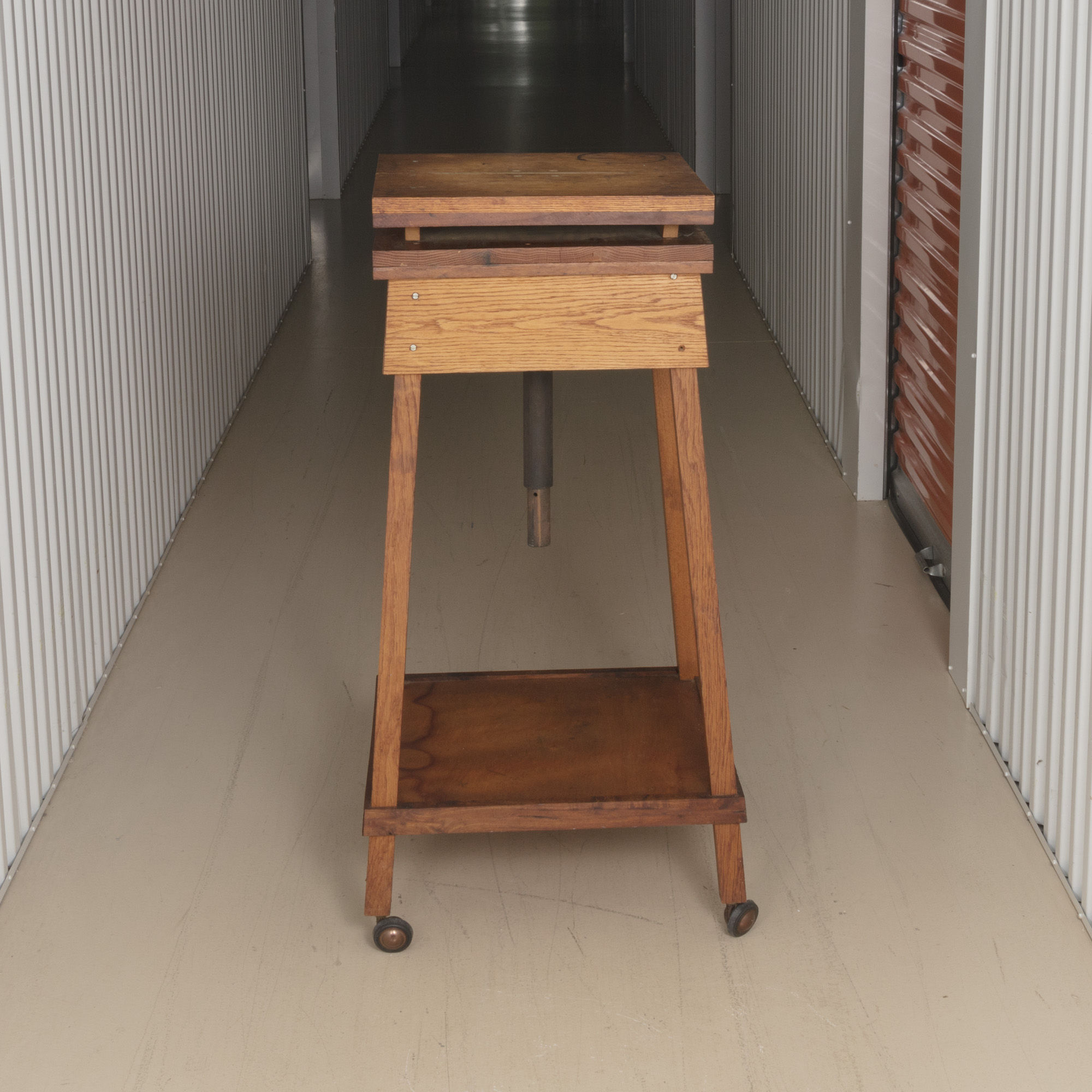 Handmade Adjustable Oak Stand on Wheels