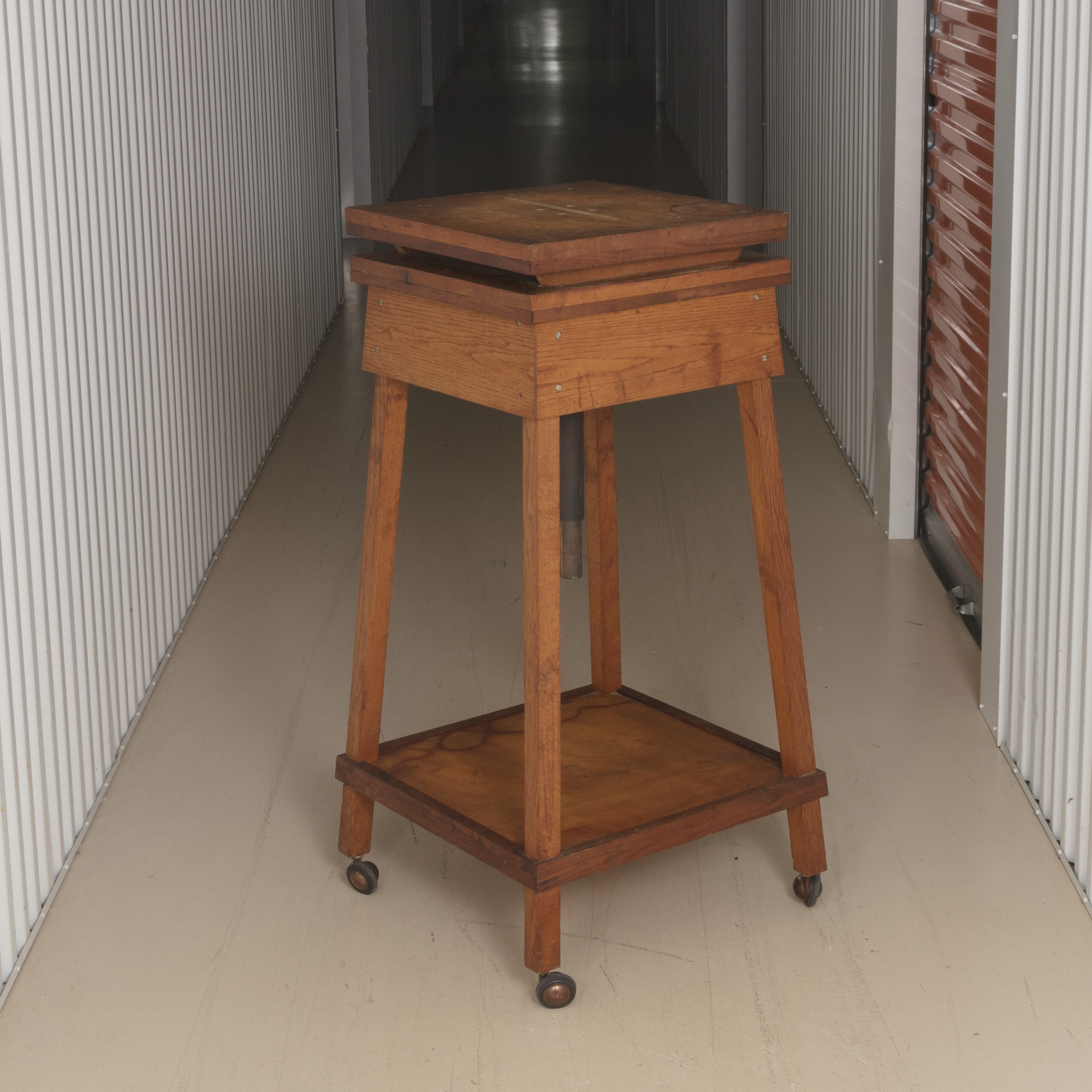 Handmade Adjustable Oak Stand on Wheels