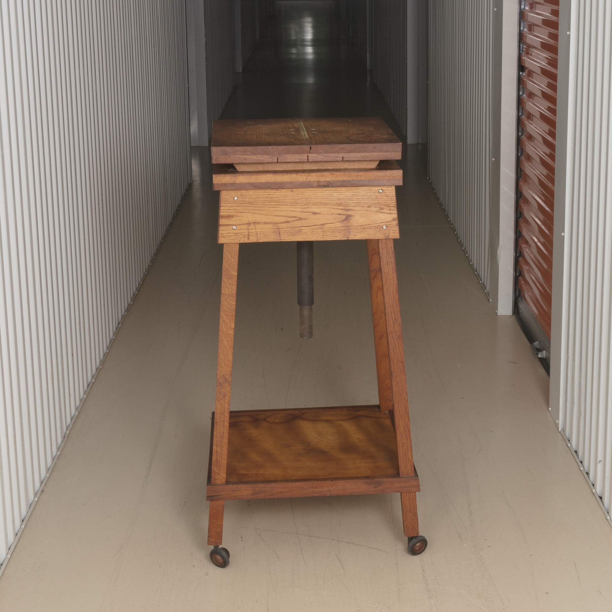 Handmade Adjustable Oak Stand on Wheels