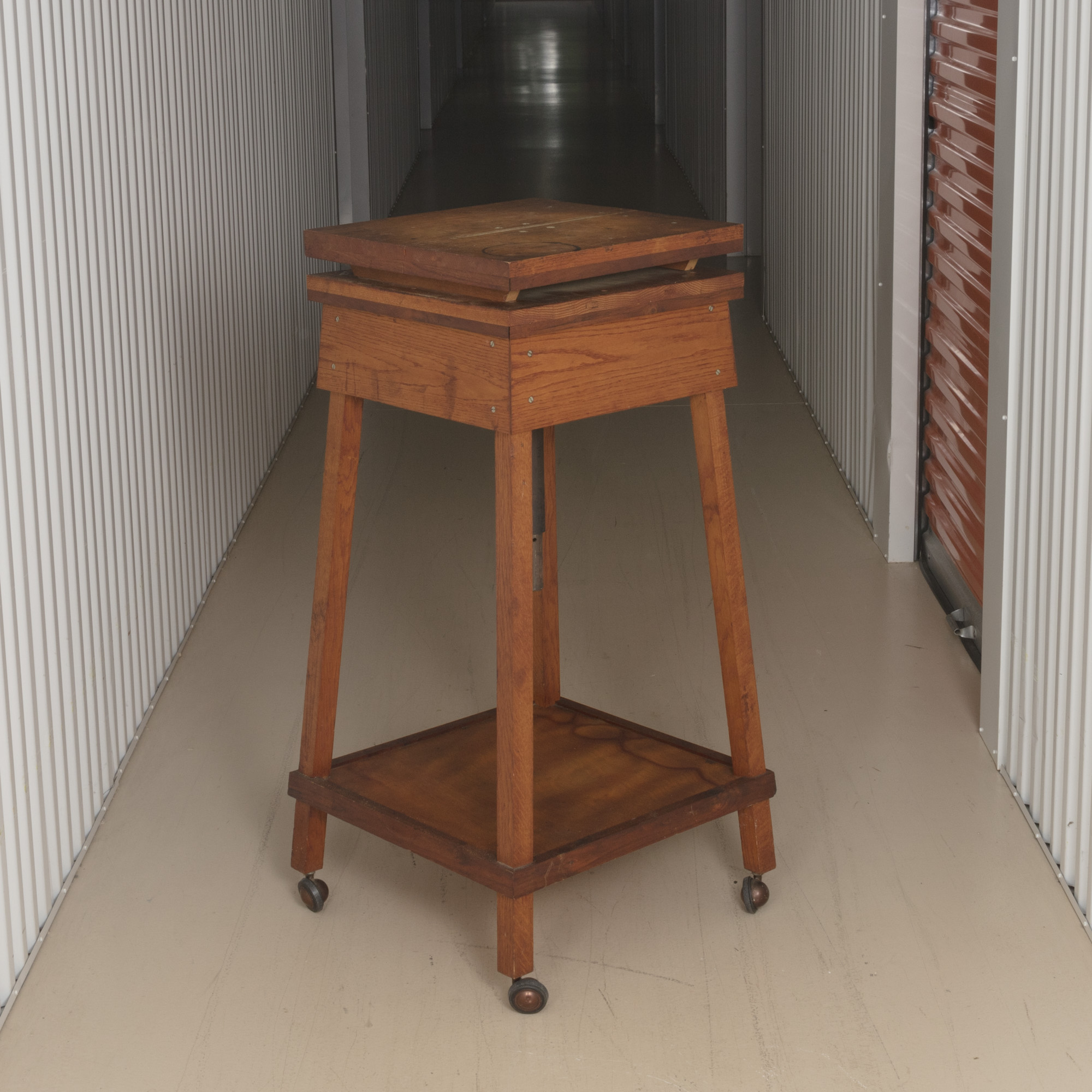 Handmade Adjustable Oak Stand on Wheels