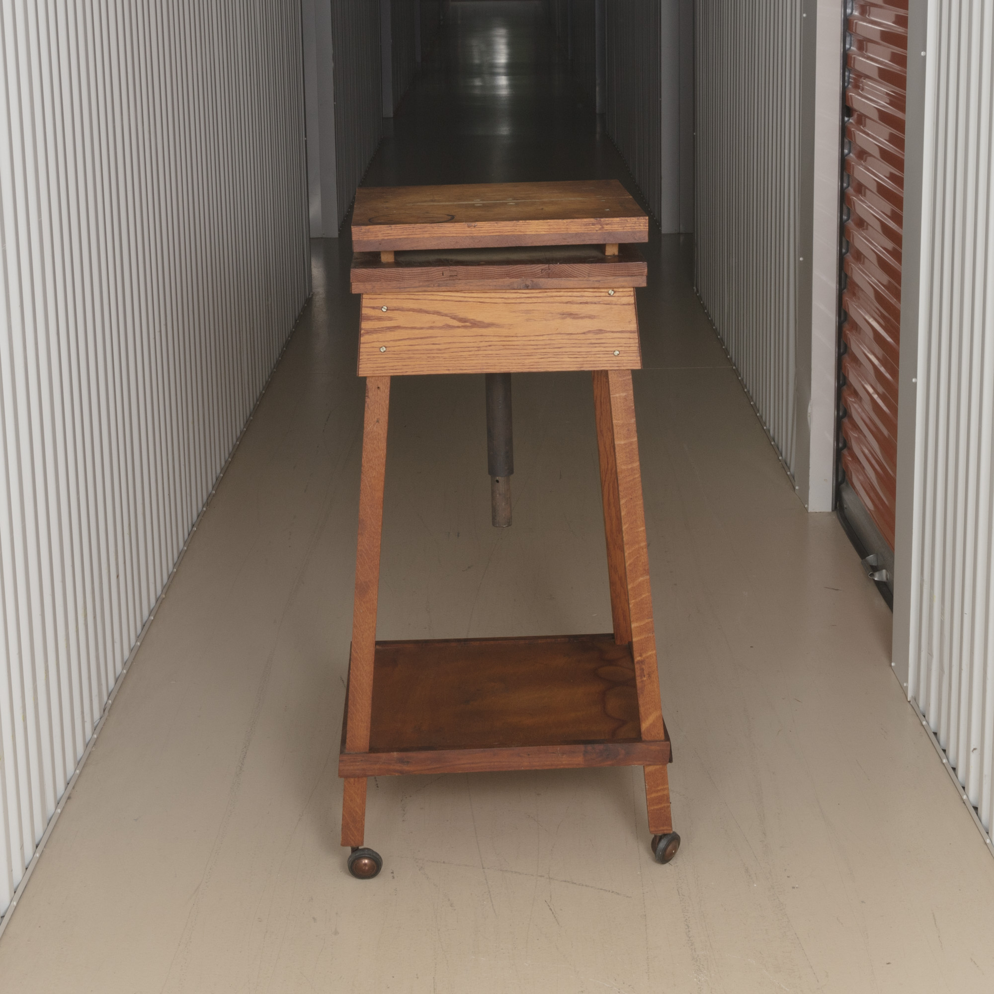 Handmade Adjustable Oak Stand on Wheels