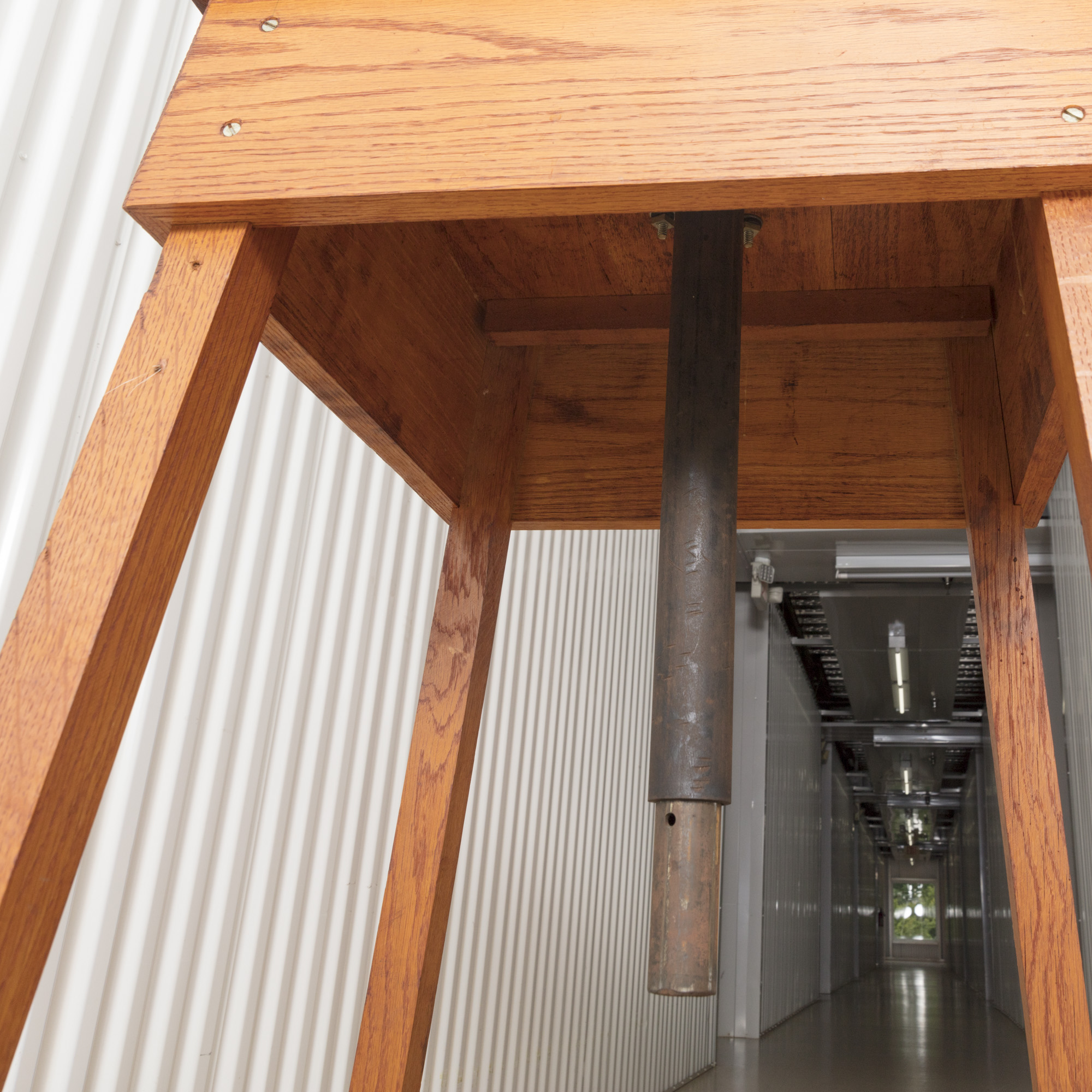 Handmade Adjustable Oak Stand on Wheels