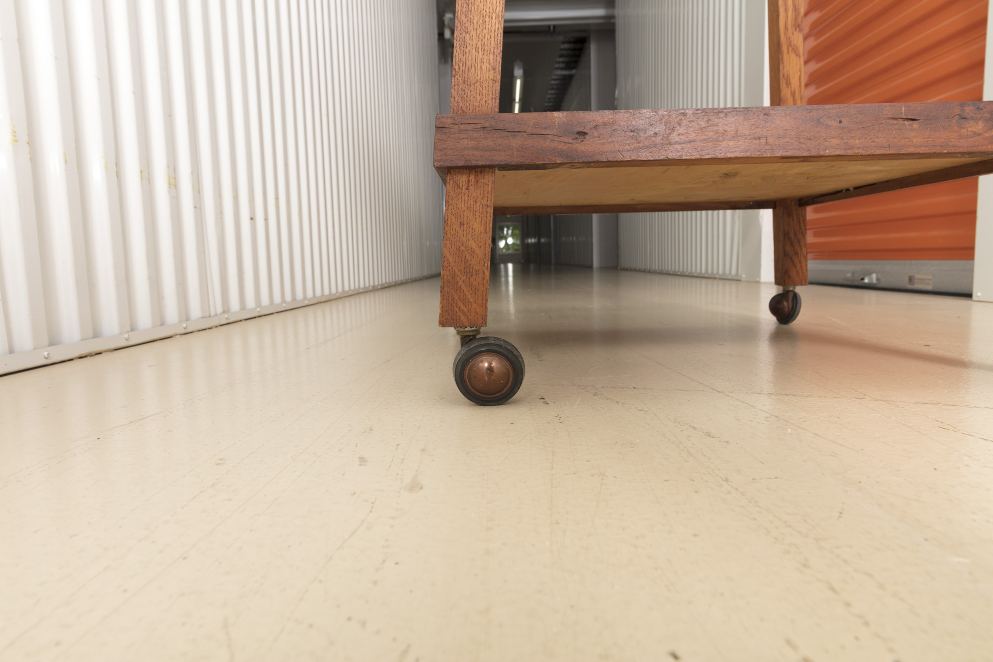 Handmade Adjustable Oak Stand on Wheels
