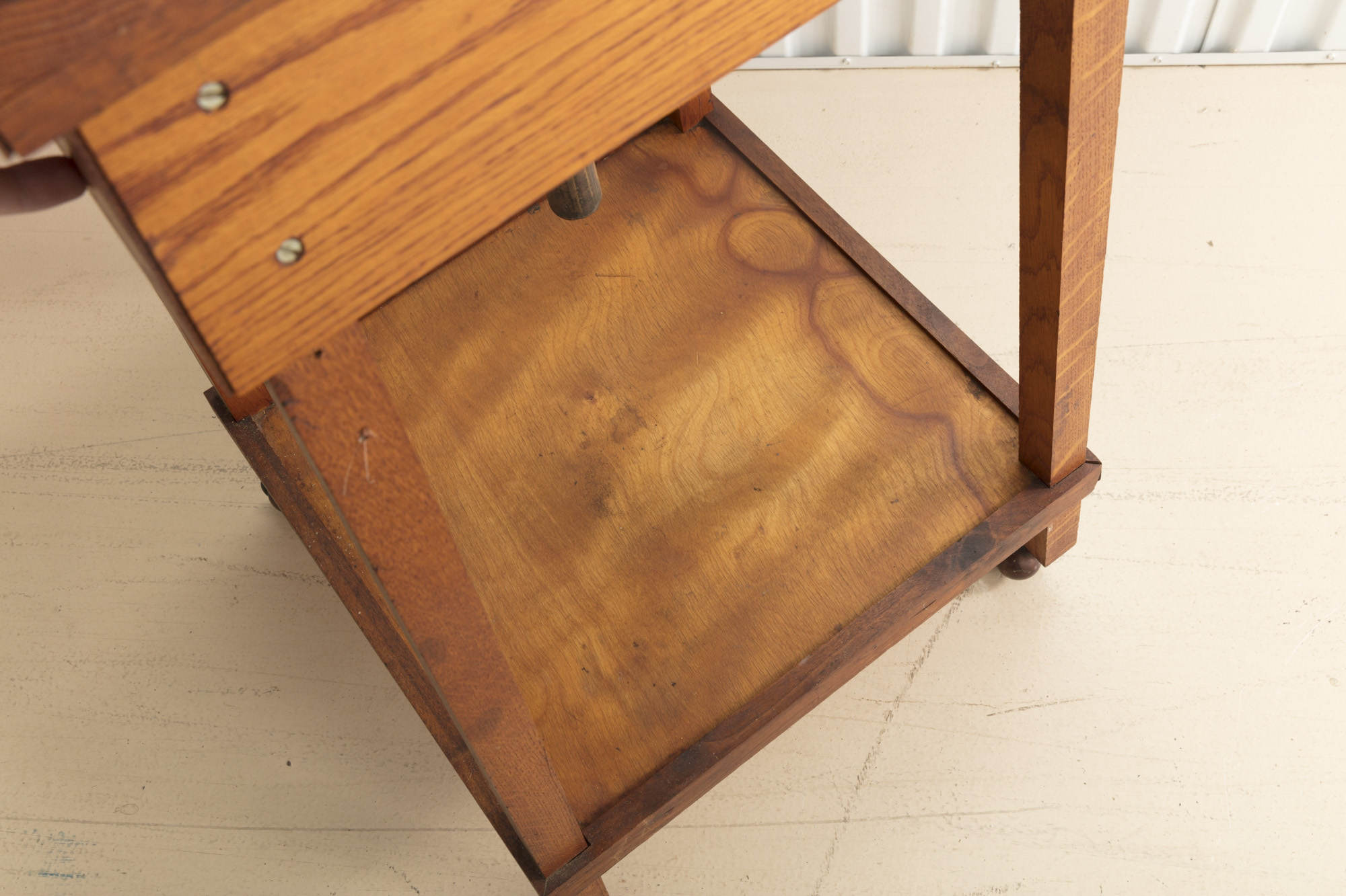 Handmade Adjustable Oak Stand on Wheels