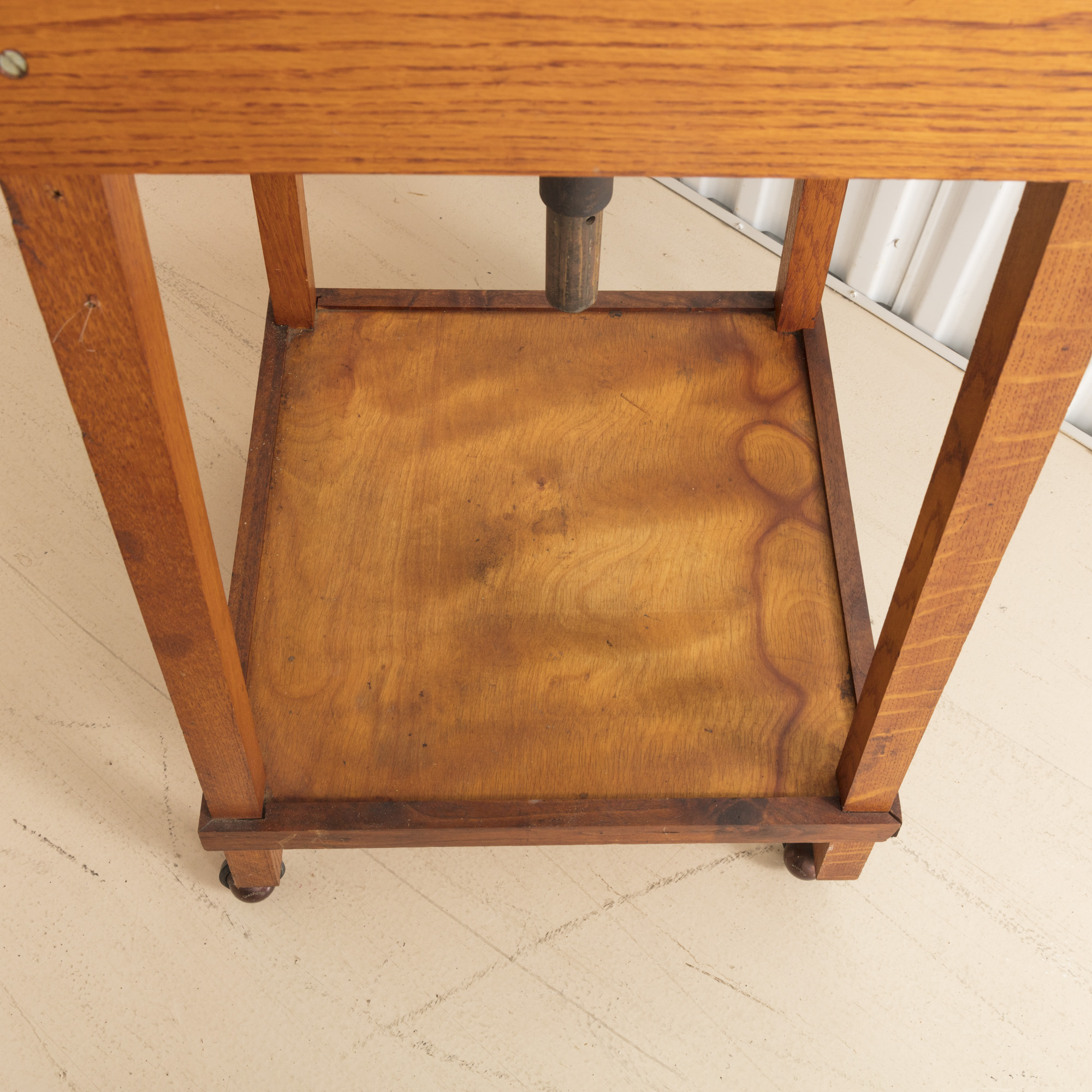 Handmade Adjustable Oak Stand on Wheels