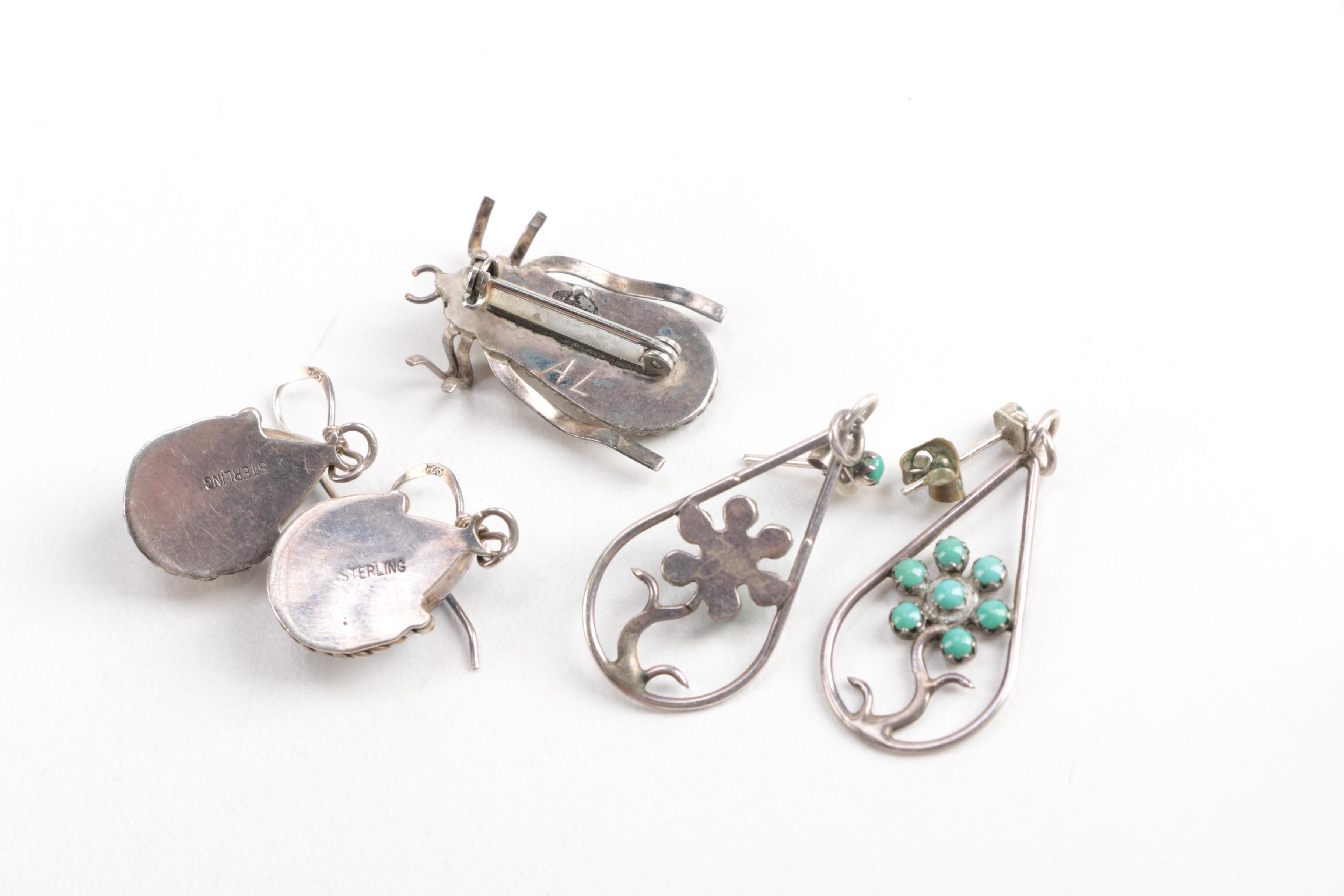 Southwestern Sterling Silver Jewelry Including Turquoise