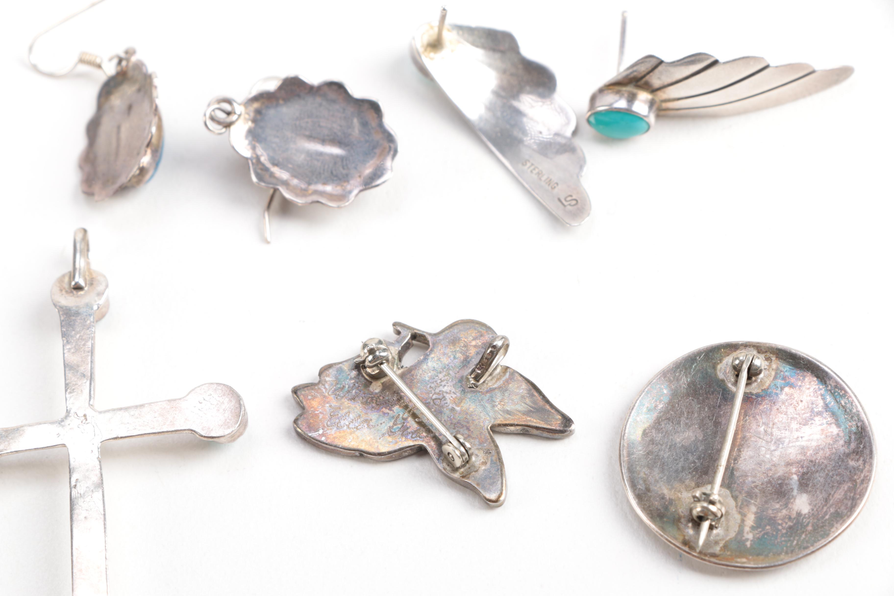 Southwestern Sterling Silver Jewelry Including Turquoise