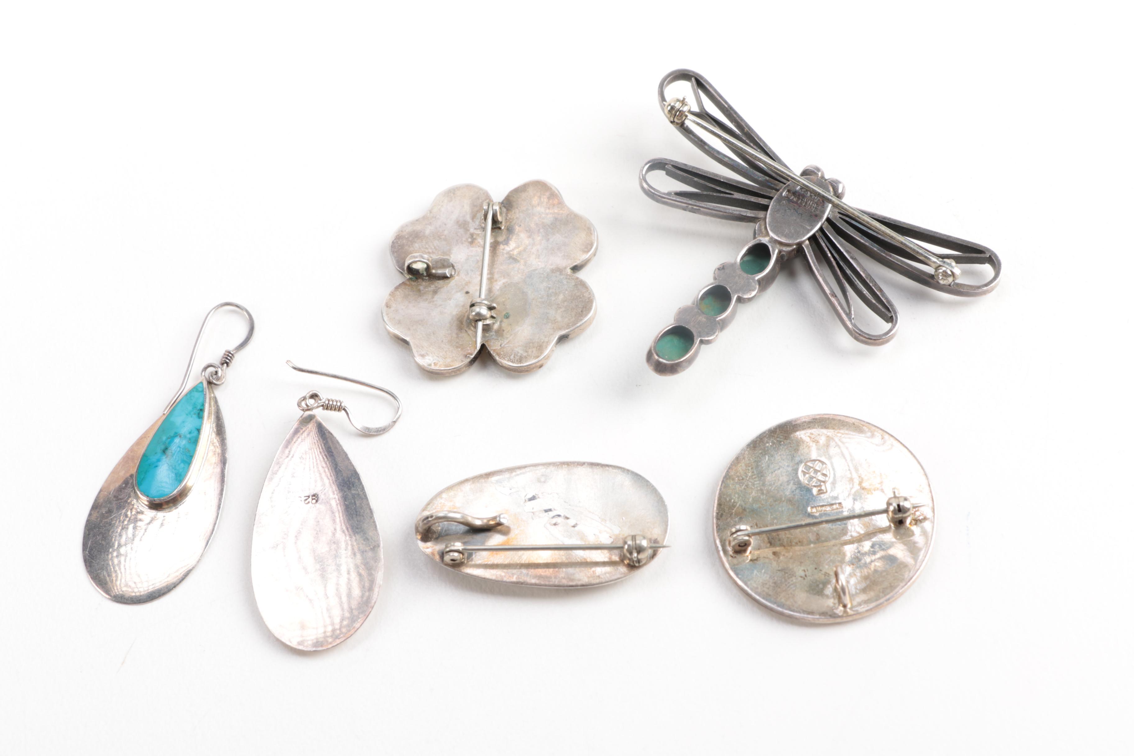 Southwestern Sterling Silver Jewelry Including Turquoise