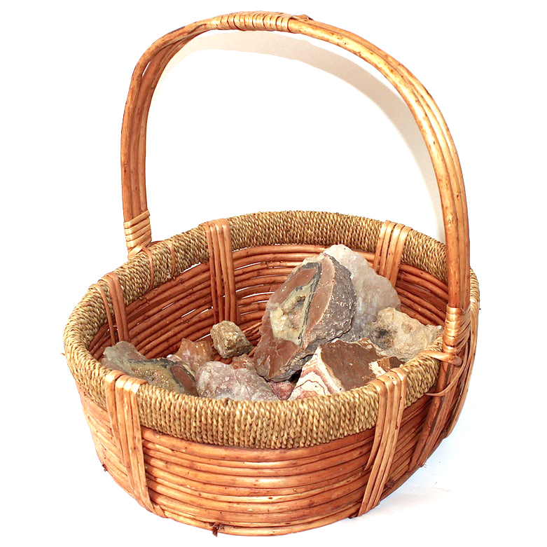 Geode Specimen Collection in a Rattan Basket