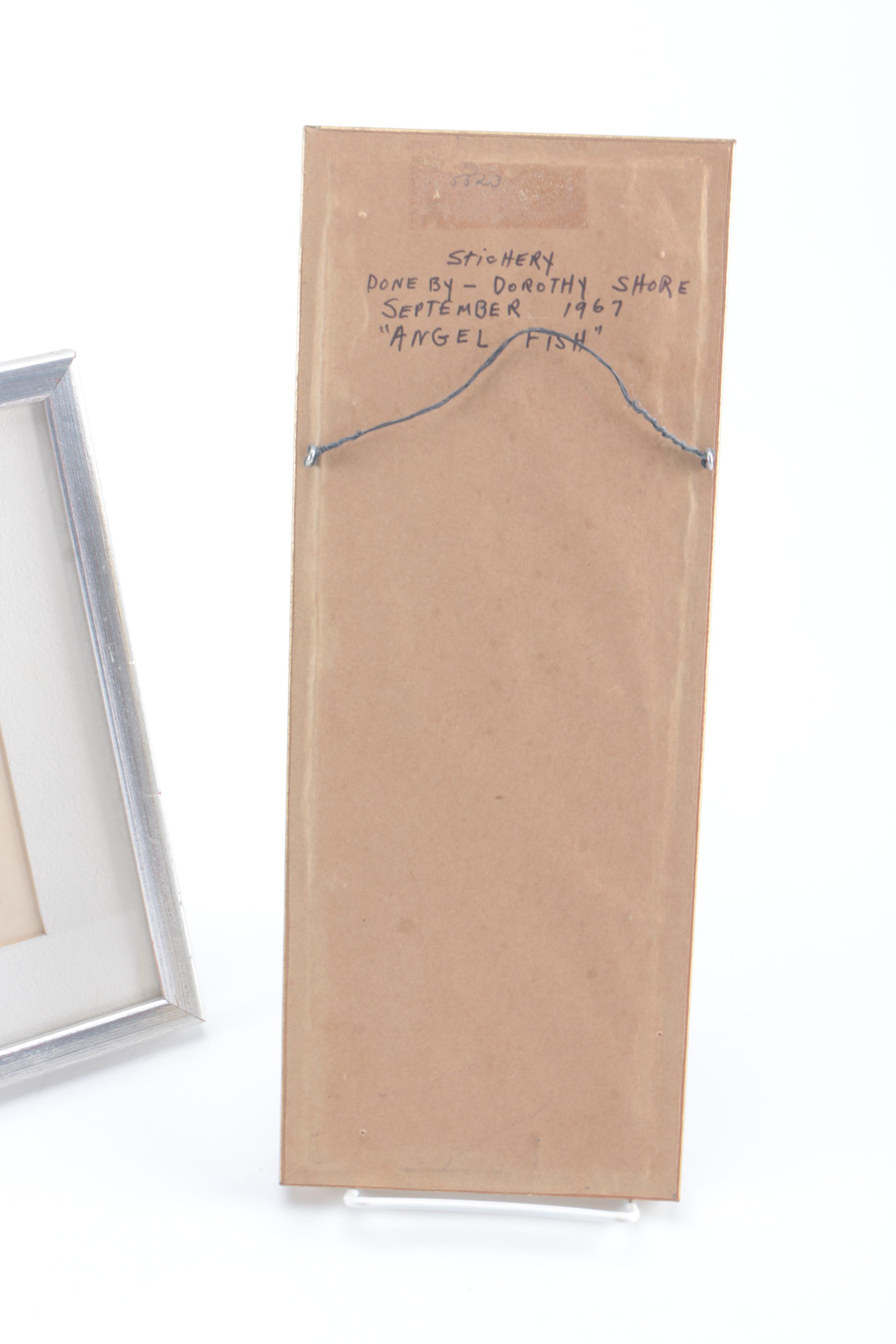 Leslie Miller Color Pen Drawings "Joy!" and "Love" and Embroidery