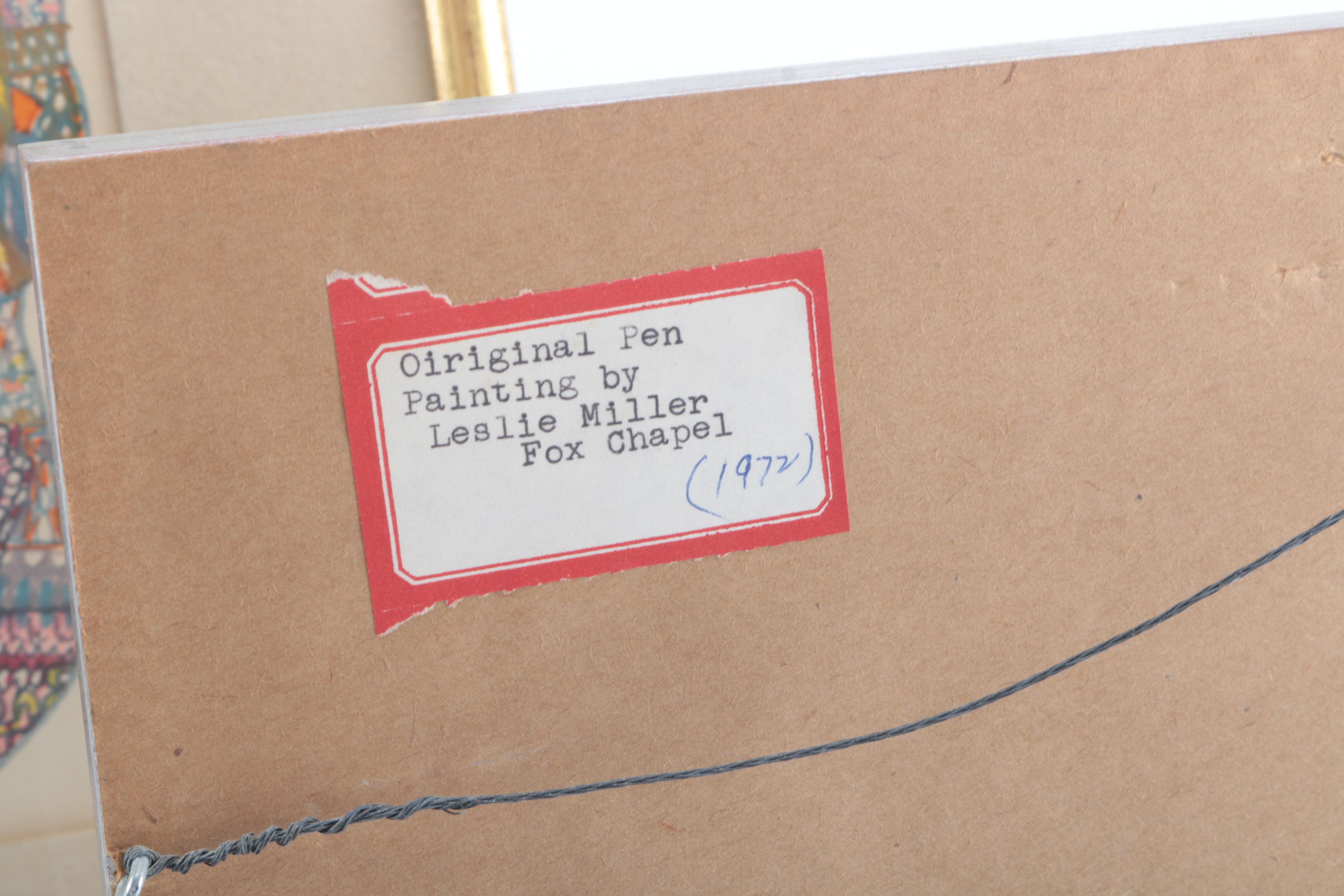 Leslie Miller Color Pen Drawings "Joy!" and "Love" and Embroidery