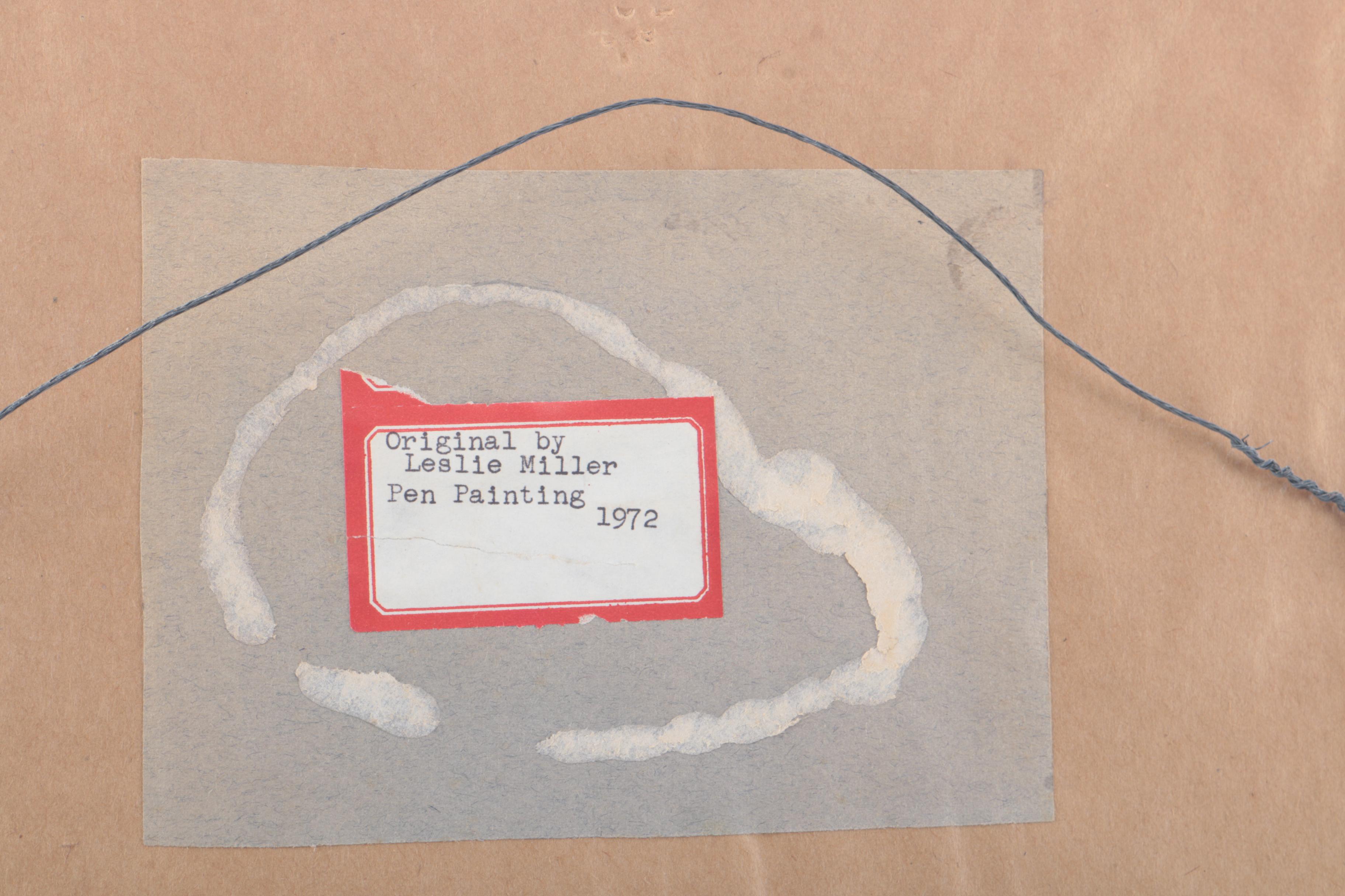 Leslie Miller Color Pen Drawings "Joy!" and "Love" and Embroidery