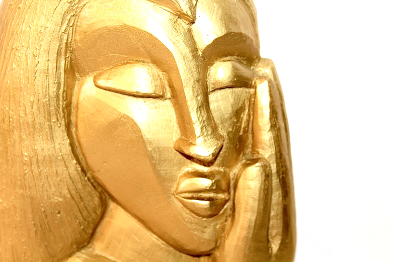 Contemporary Gold-Tone Plaster Wall Sculpture