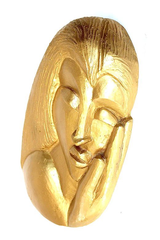 Contemporary Gold-Tone Plaster Wall Sculpture
