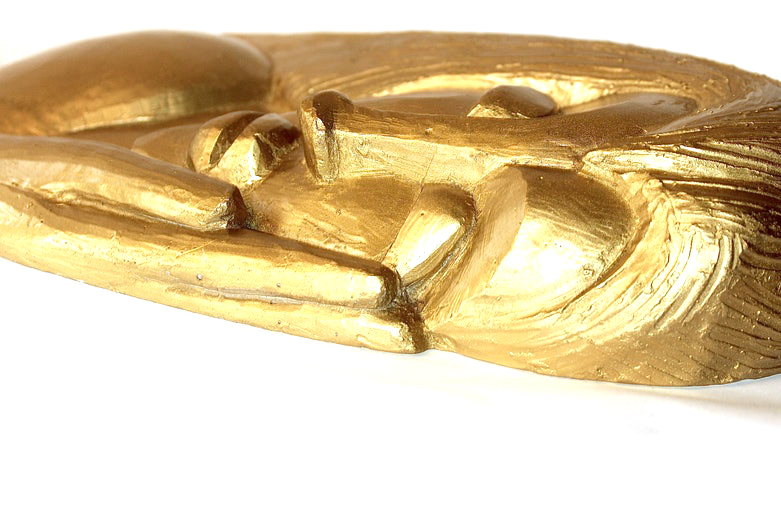 Contemporary Gold-Tone Plaster Wall Sculpture