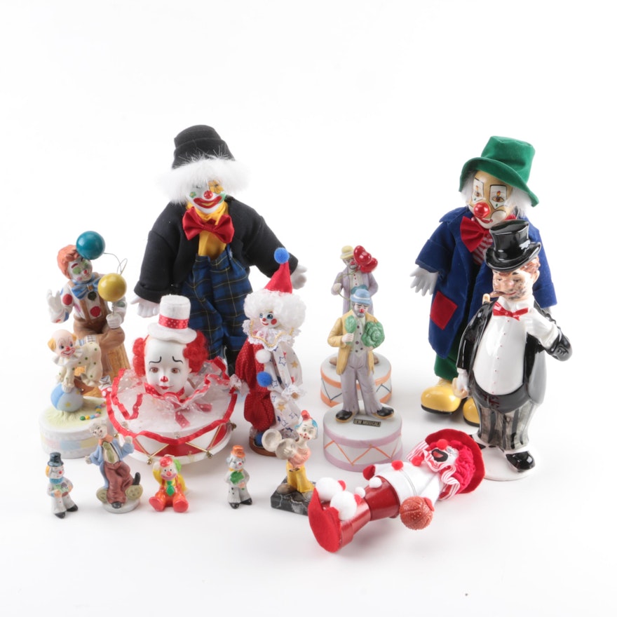 Assortment of Clown Figurines