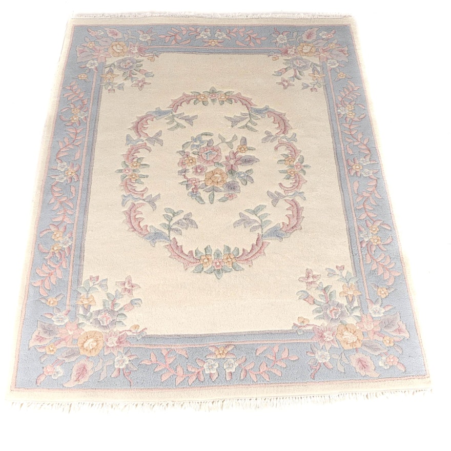 Hand-Knotted Carved Chinese Savonnerie-Style Area Rug