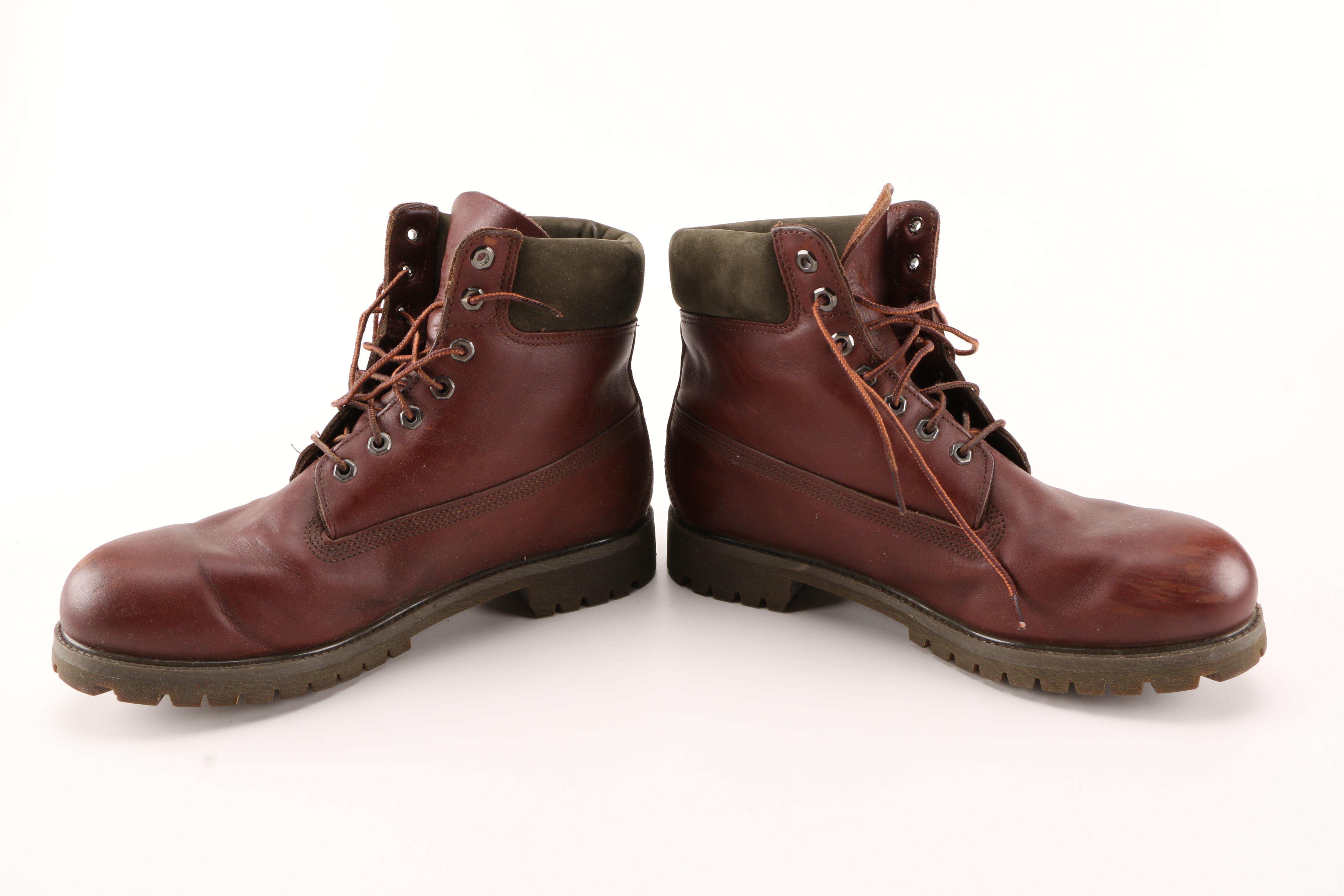 Men's Red Leather Timberland Boots