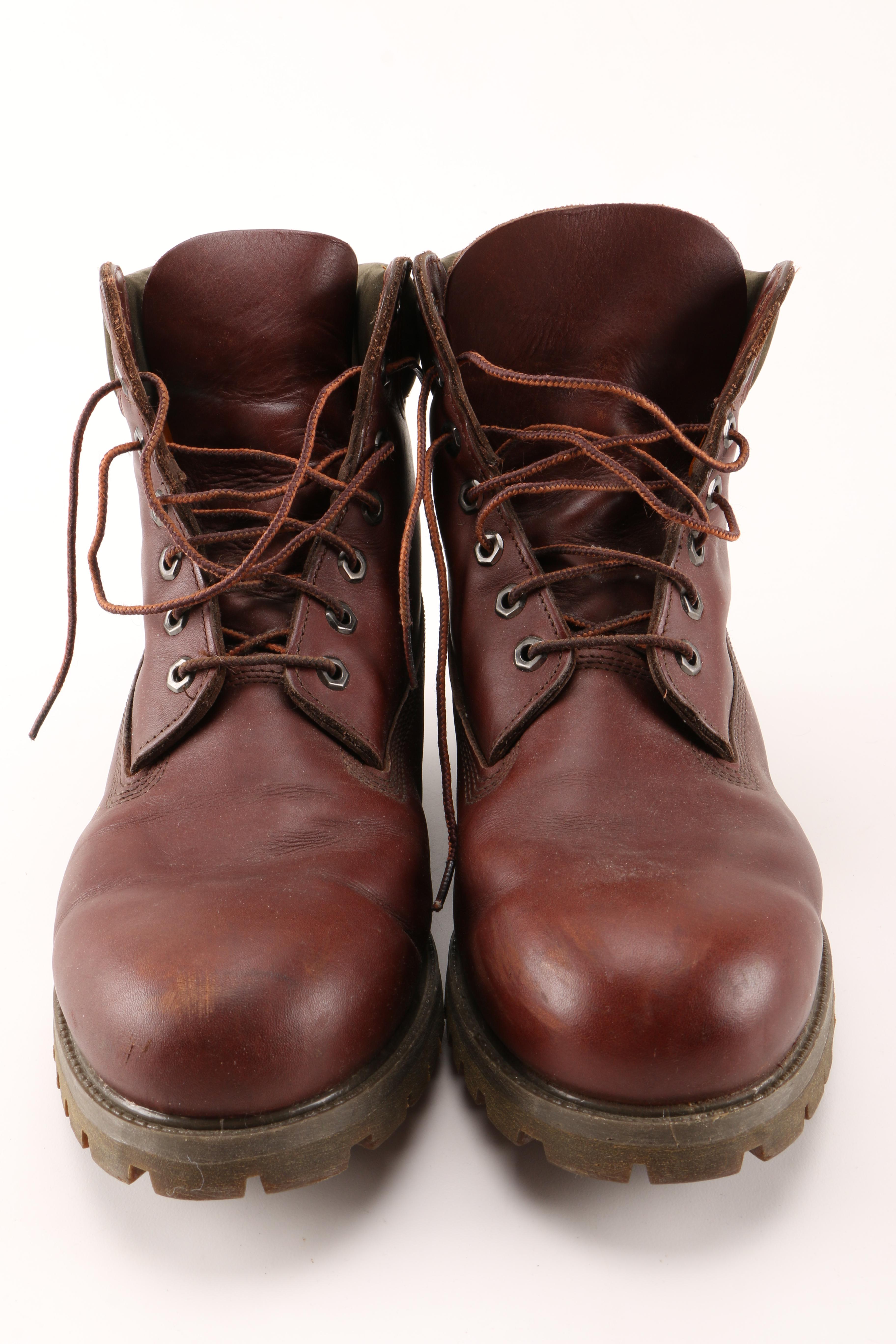 Men's Red Leather Timberland Boots