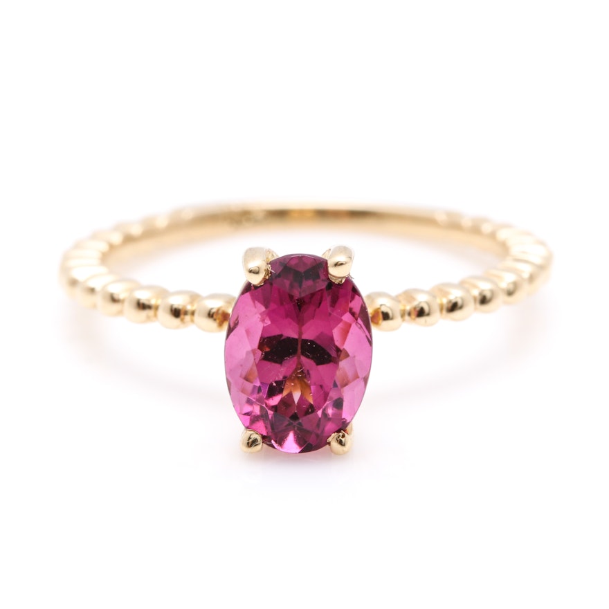 14K Yellow Gold Pink Tourmaline Fancy Ring