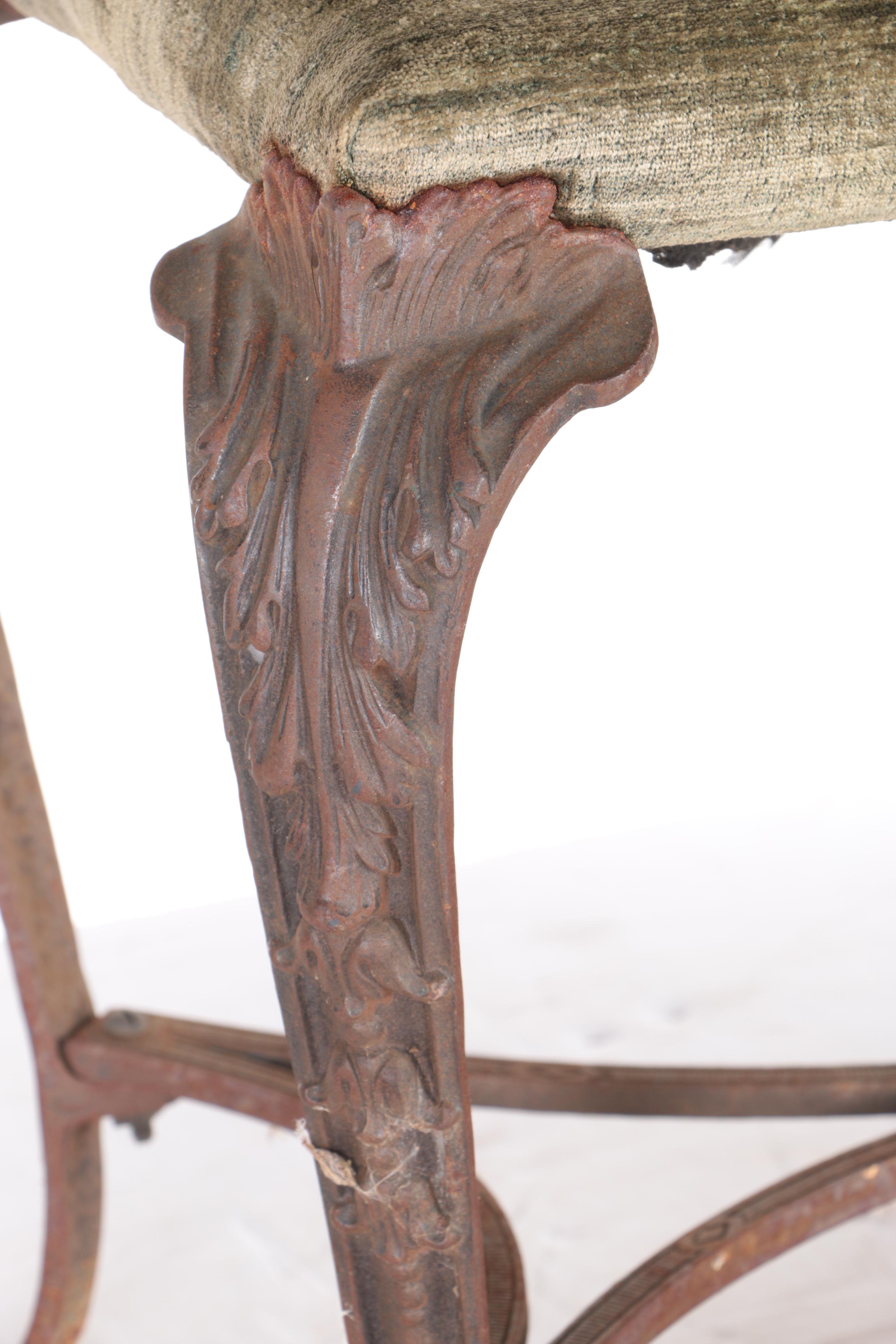 Vintage Green Cast Iron Vanity Bench