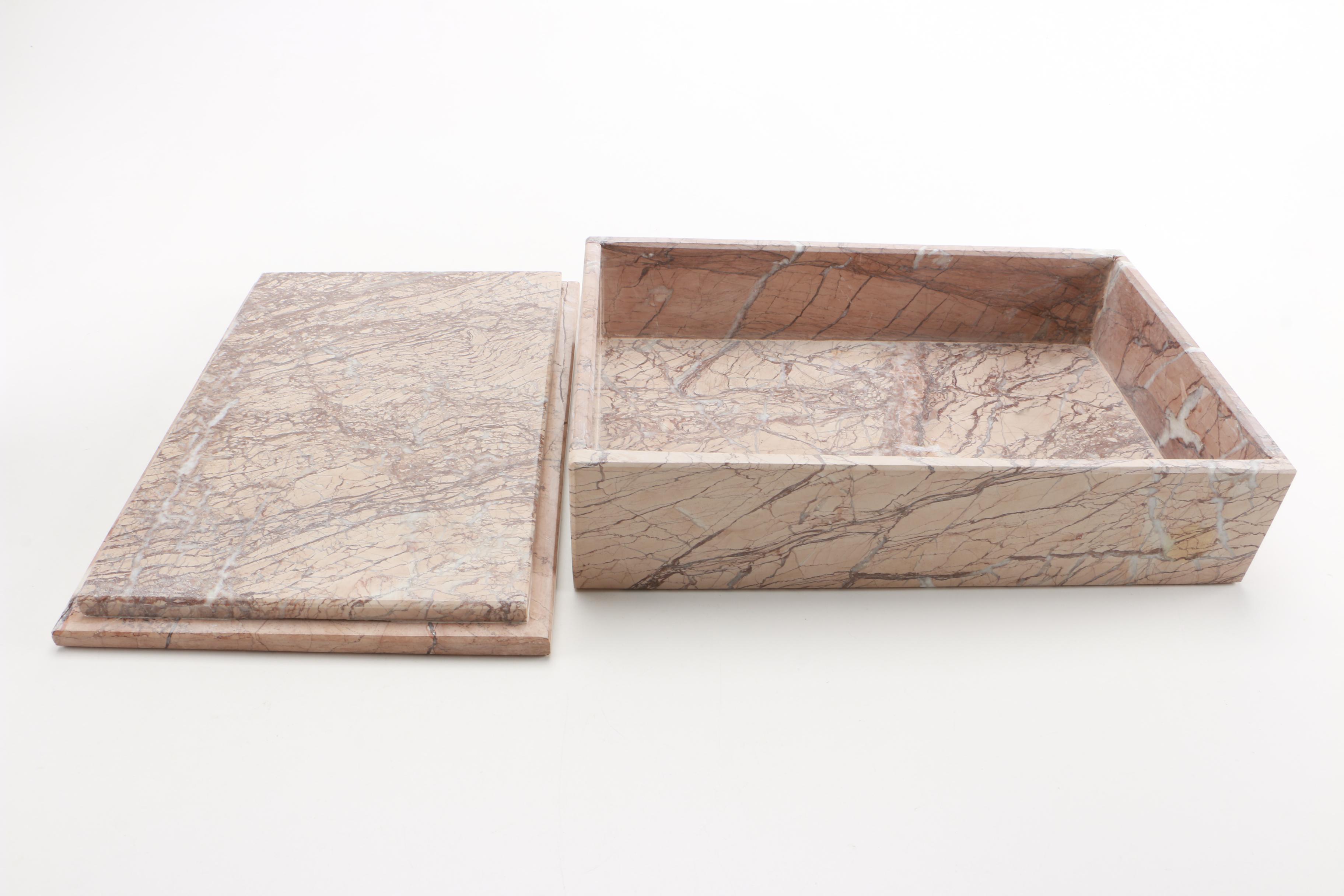 Pakistani Marble Vase and Lidded Box