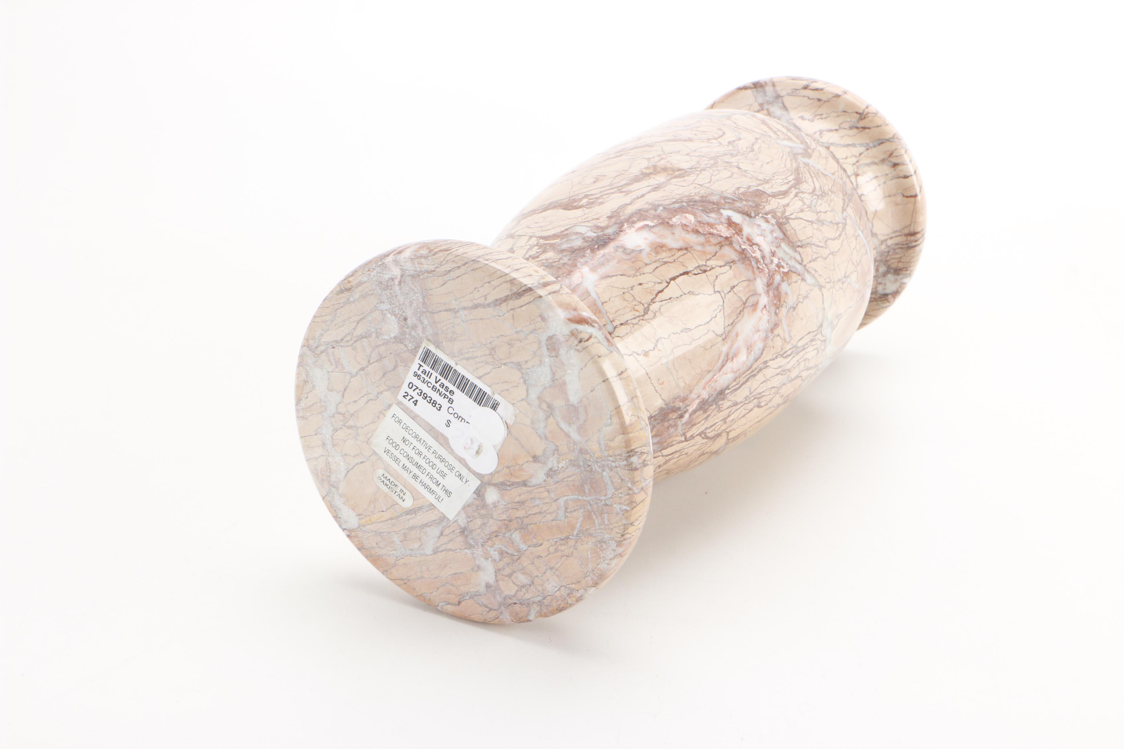 Pakistani Marble Vase and Lidded Box