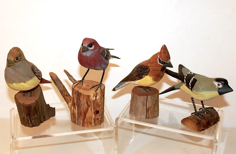 Flock of Artisan Carved Birds