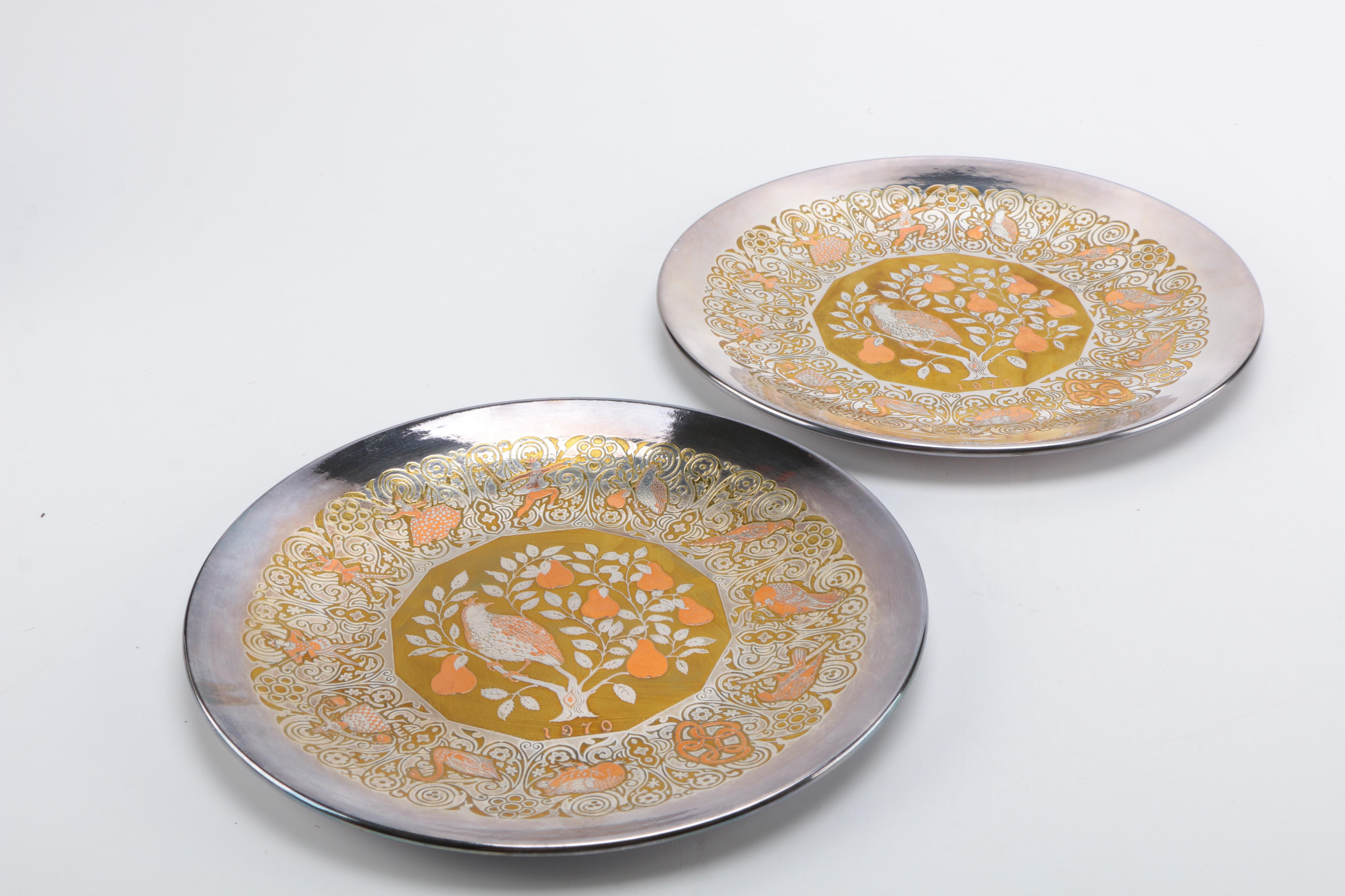 Reed & Barton Limited Edition Damascene Plates Featuring Audubon Collection Pieces