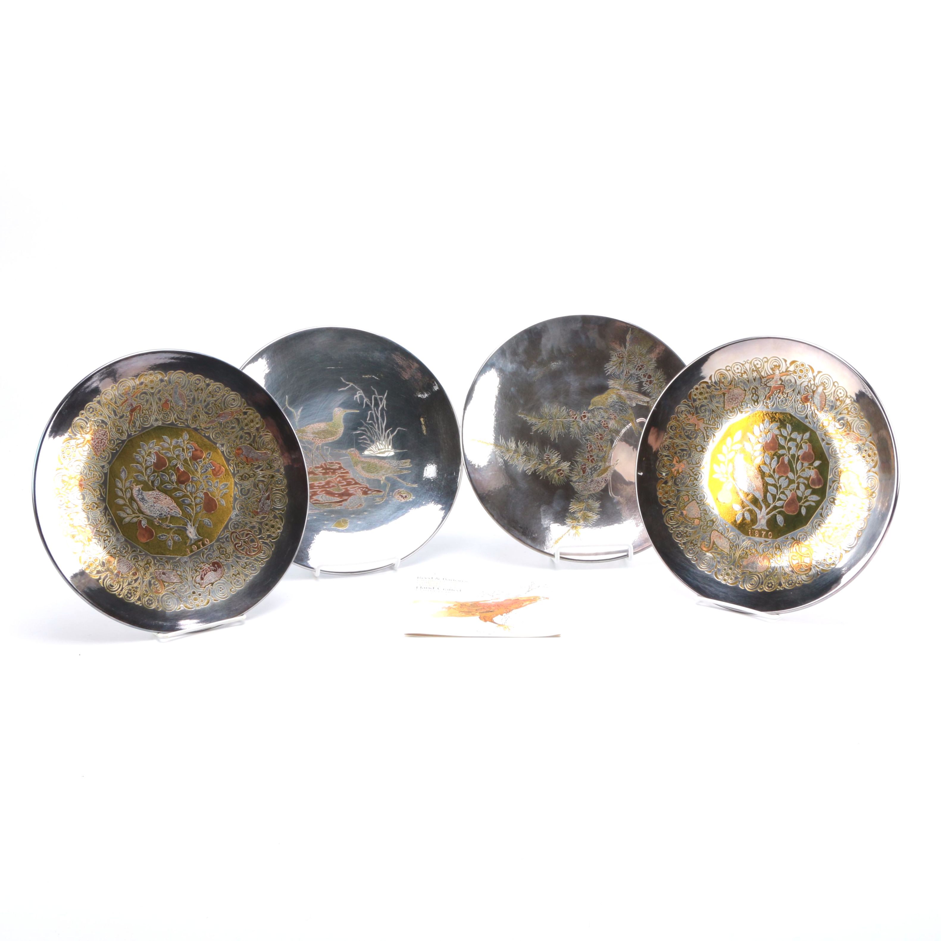 Reed & Barton Limited Edition Damascene Plates Featuring Audubon Collection Pieces