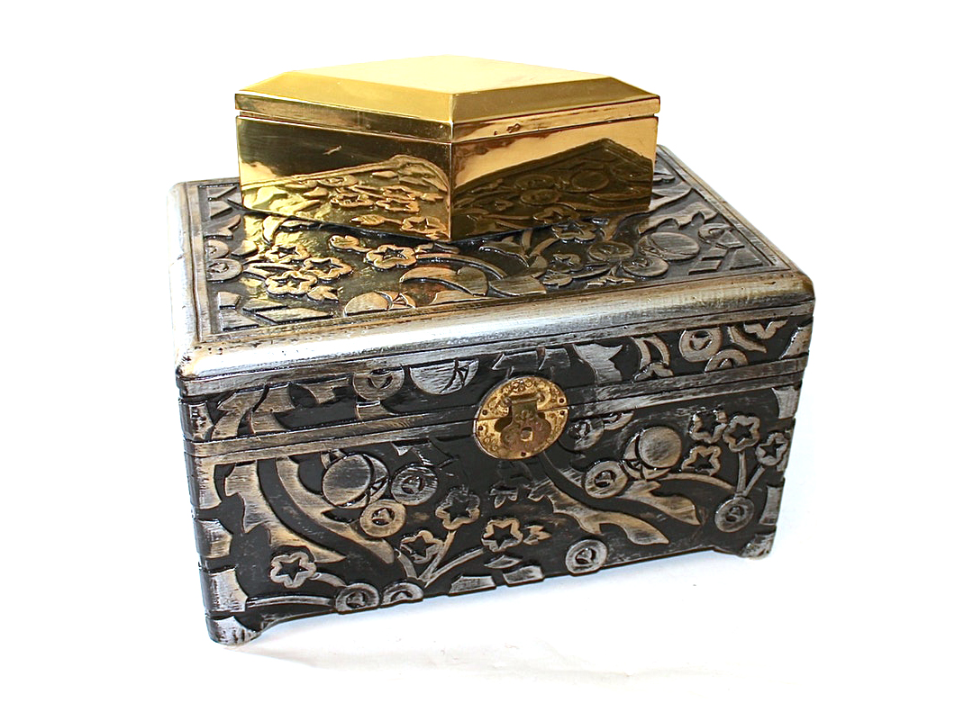 Pair of Decorative Metal Tone Boxes