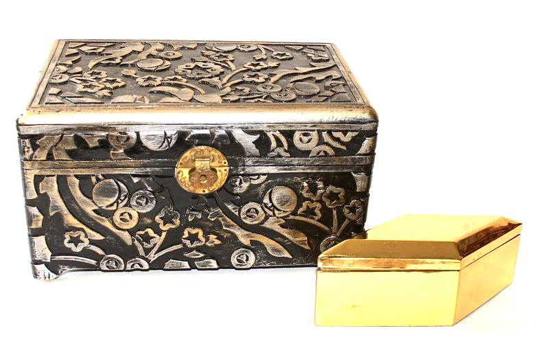 Pair of Decorative Metal Tone Boxes