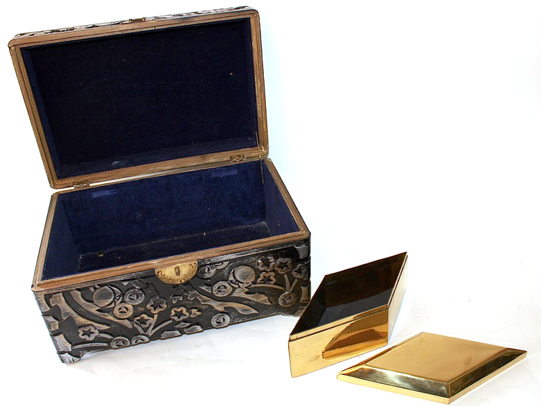 Pair of Decorative Metal Tone Boxes